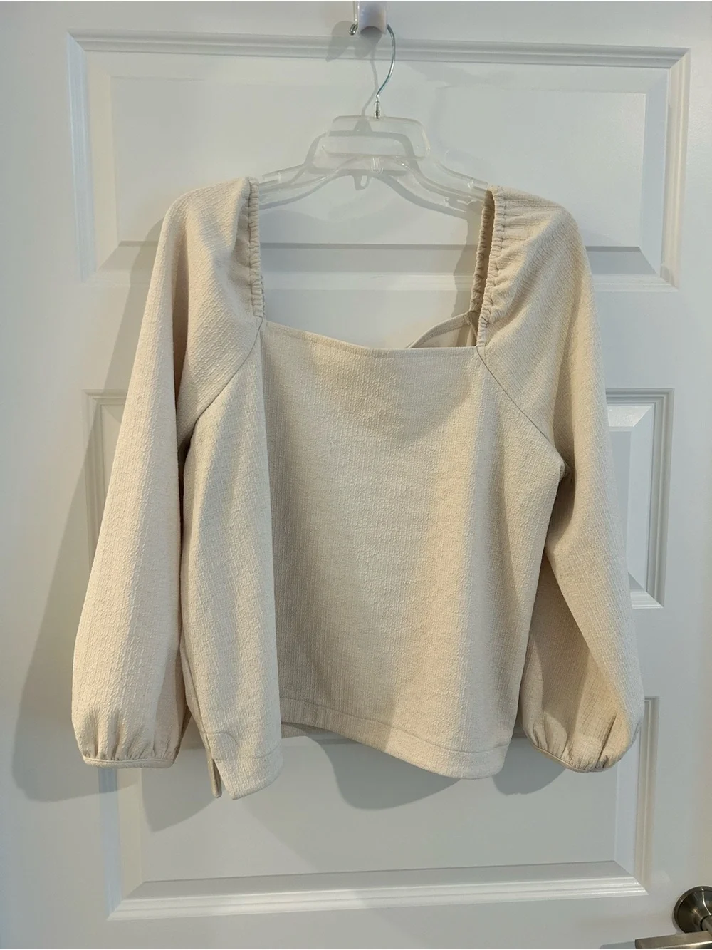 Madewell Square Neck Puff Sleeve Top Cream Size XL
